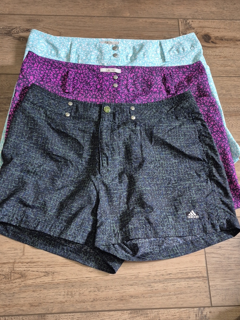 Adidas Size 10 Set Of 3 Golf Shorts. Lightweight. 2- 7 In Inseam; 1- 3 In Inseam